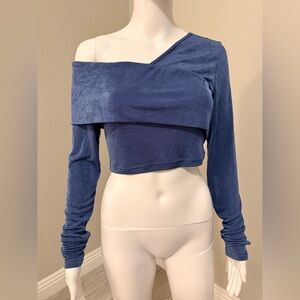 Cider Asymmetrical Blue Crop Top